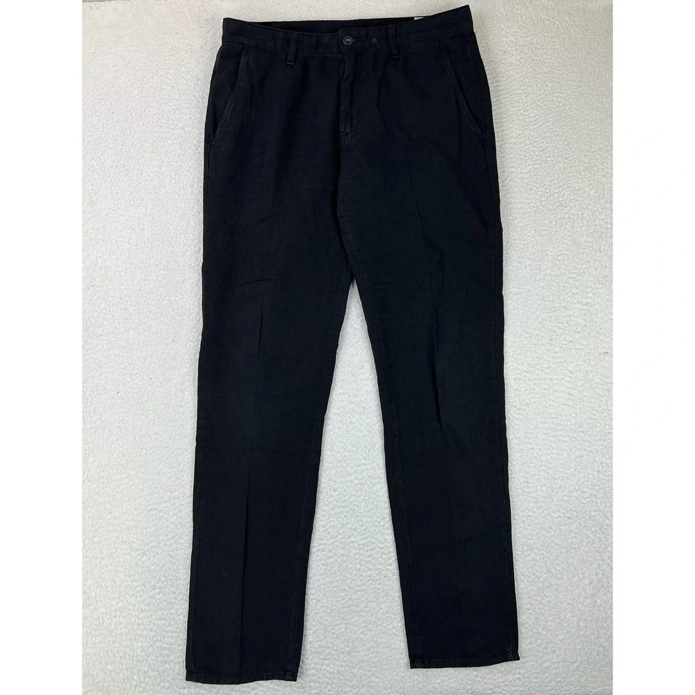 Rag & Bone Mens 34x34 Black Linen Cotton Slim Fit Chino Pants M1723E512BLA